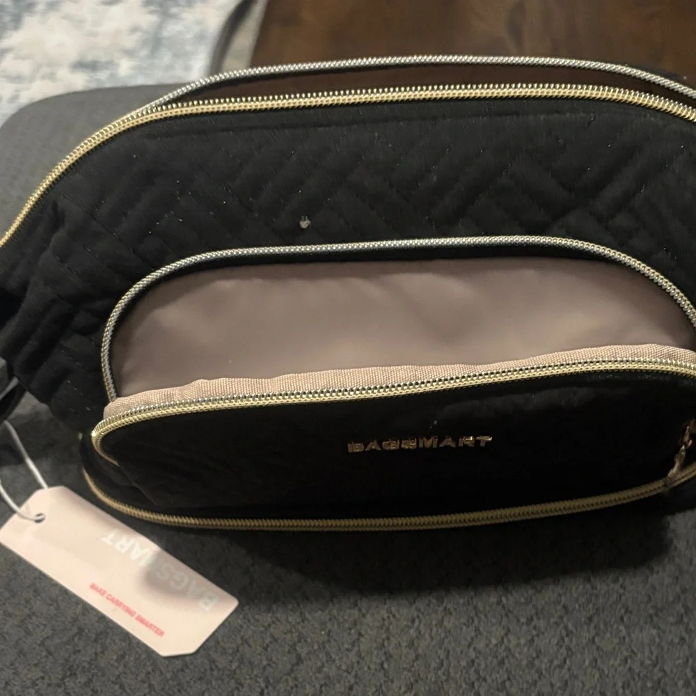 Black Quilted Makeup Bag